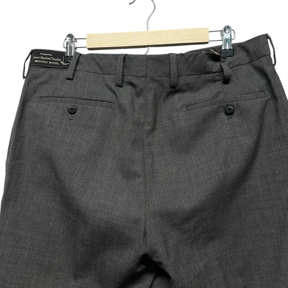 Louis Raphael Luxe Dress Pants‎ W34 L32 Charcoal Wool Officewear Workwear Flat